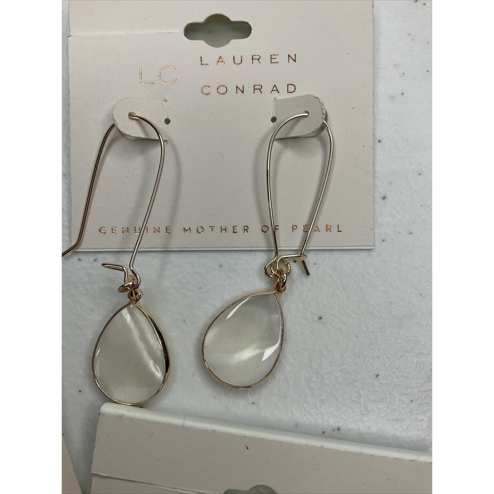 LC Lauren Conrad Teardrop Hoop Earrings Lot Of 4 Gold Tone Dangle Drop NWT - Picture 7 of 7